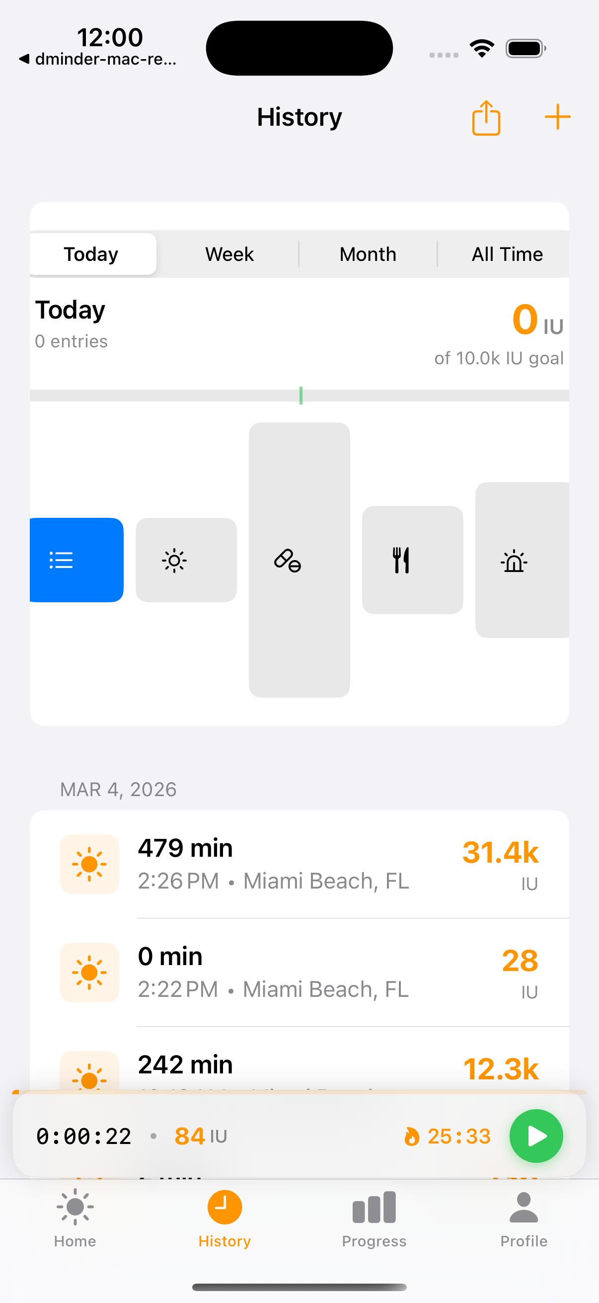 Mini player showing session progress while using other tabs